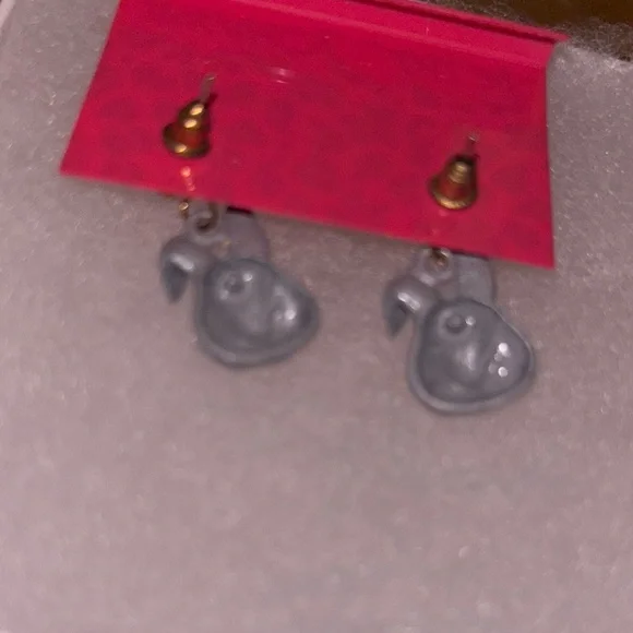 Betsey Johnson Gray & pink bunny stud earrings with dangle. Never worn - Picture 3 of 3